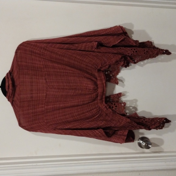 Free People One Eyelet Mauve Amaira Kimono Shrug/Cardigan Sz XS/S-Boho Festival - Picture 6 of 7
